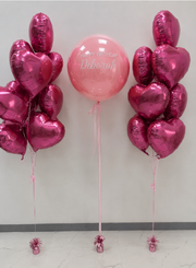 Personalised Bubble & Heart Balloon Package | Pink
