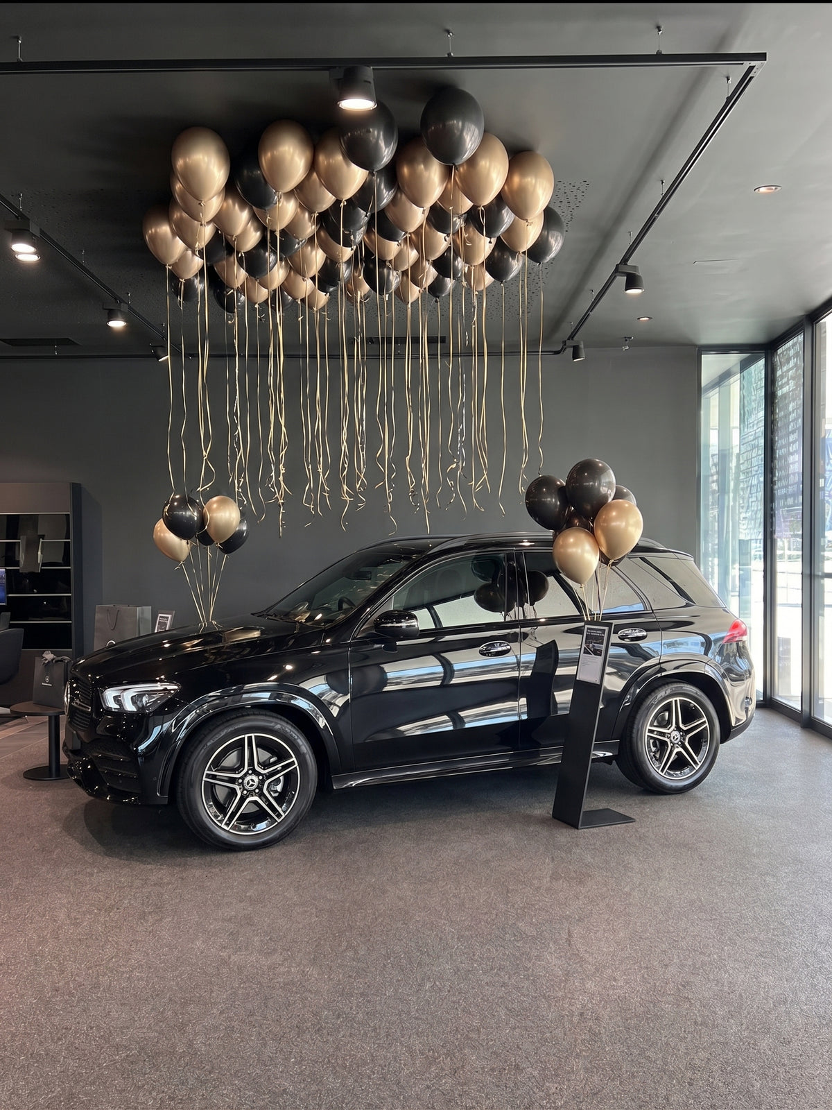 Luxury Car Reveal Balloon Package | Black & Chrome Gold