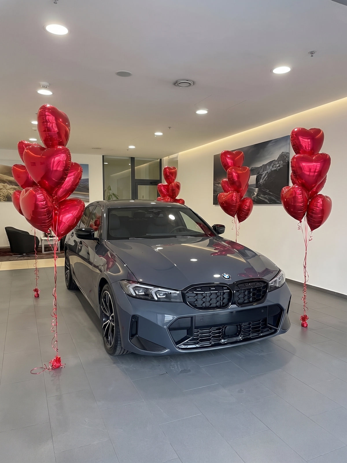 New Car Heart Balloon Bouquets | Red